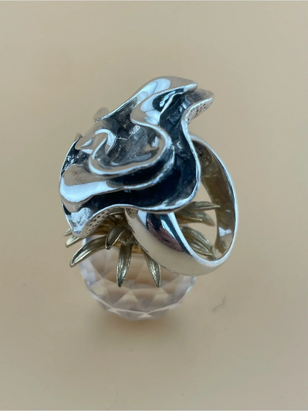 Sterling Silver Statement Flower Ring 925 Thailand Artisan Design
